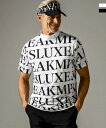 LUXEAKMPLUS リュクスエイケイエムプラス ゴルフ 総柄ロゴ モックネック 半袖 Tシャツ カットソー メンズ おしゃれ かっこいい ブランド ゴルフウ...