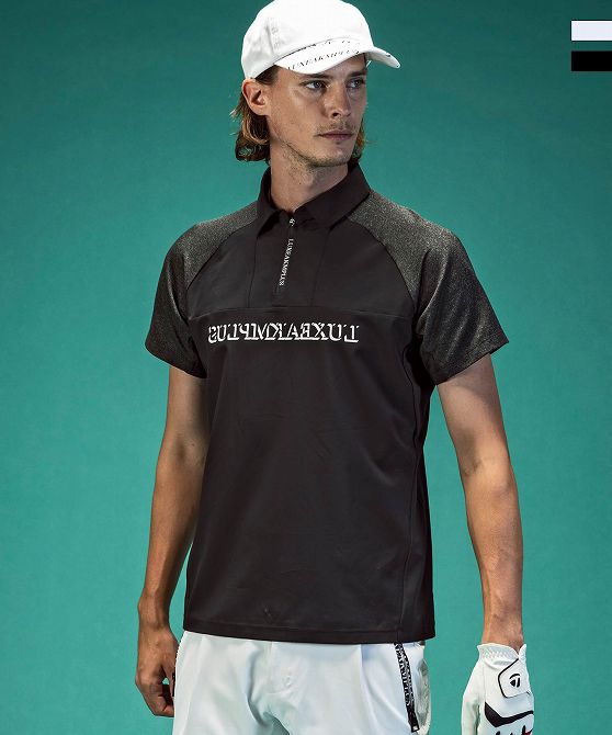 LUXEAKMPLUS リュクスエイケイエムプラス ゴルフ 配色ハーフジップ半袖ポロシャツ メンズ おしゃれ かっこいい ブランド ゴルフウェア スポーツウェア GOLF