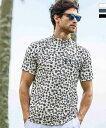 LUXEAKMPLUS リュクスエイケイエムプラス ゴルフ 小花柄半袖モックネックTシャツ メンズ おしゃれ かっこいい ブランド ゴルフウェア スポーツウェア...