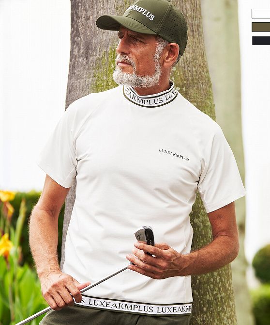 樂天商城 - LUXEAKMPLUS リュクスエイケイエムプラス ゴルフ カラーロゴ半袖モックネックTシャツ 吸湿 UVカット 遮熱 メンズ おしゃれ かっこいい ブランド ゴルフウェア スポーツウェア GOLF