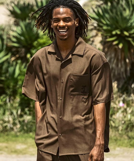 MARK GONZALES ARTWORK COLLECTION マーク ゴンザレス パームツリー刺繍オープンカラー半袖シャツ セットアップ対応 メンズ おしゃれ かっこいい ブランド