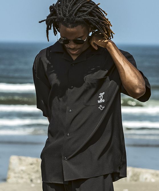 MARK GONZALES ARTWORK COLLECTION マーク ゴンザレス パームツリー刺繍オープンカラー半袖シャツ セットアップ対応 メンズ おしゃれ かっこいい ブランド