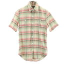 古着 ダブルアールエル RRL 黒タグ 一ツ星 ストライプ柄 半袖 シャツ XS 緑×ピンク×ベージュ RALPH LAUREN メンズ 【中古】 【PD】