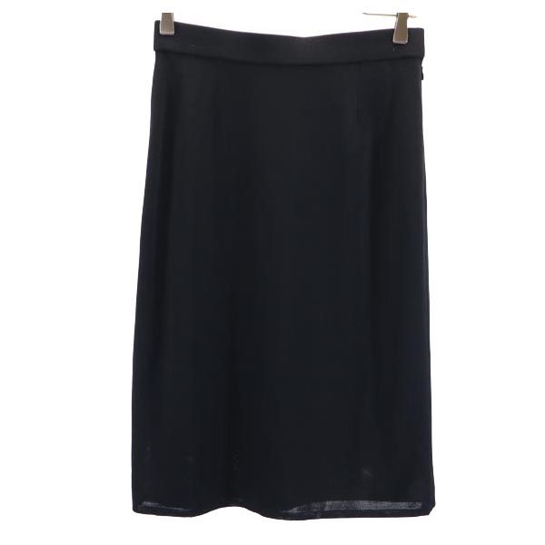 古着 YVES SAINT LAURENT イヴサンローラン 日本製 ミディ丈 スカート 11号 ブラック サイドジップ レディース 【中古】