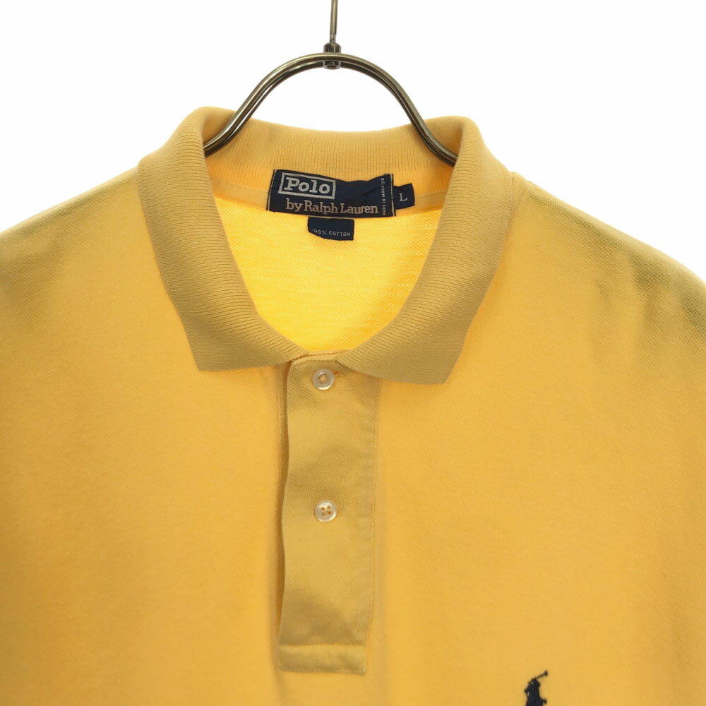 古着 Polo by Ralph Lauren ポロバイラルフローレン 半袖 ポロシャツ L イエロー 鹿の子 メンズ 【中古】 【PD】