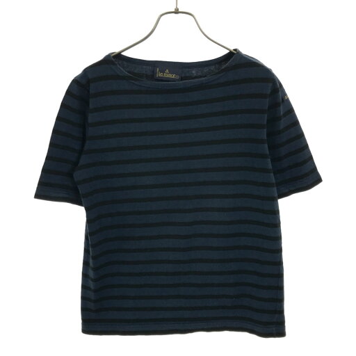 古着 Le Minor ルミノア フランス製 ボーダー柄 半袖 カットソー 1 ネイビー×ブラック レディース 【中古】 【PD】