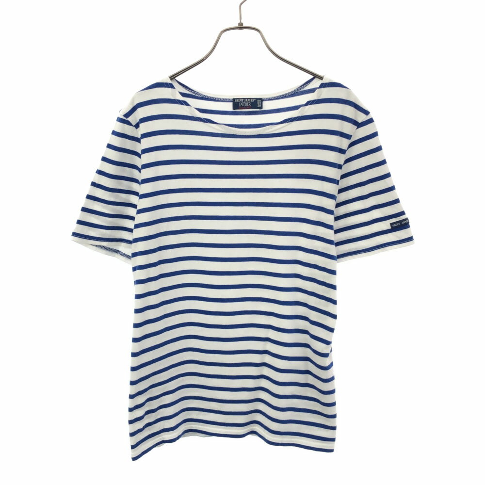 Rakuten - 古着 セイントジェームス フランス製 ボーダー 半袖 Tシャツ M ブルー×ホワイト レディース 【中古】
