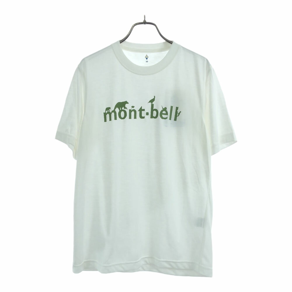 未使用 モンベル プリント 半袖 Tシャツ XS ホワイト mont-bell アウトドア タグ付 メンズ 【中古】