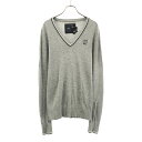 古着 G-STAR RAW ジースターロウ ロゴ刺繍 長袖 Vネック セーター M グレー ニット メンズ 【中古】 【PD】(4)