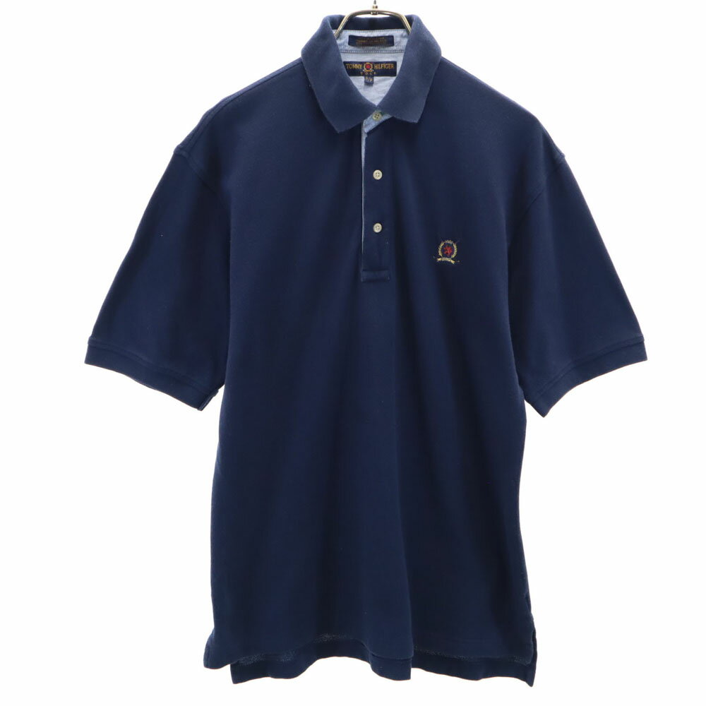 古着 TOMMY HILFIGER トミーヒルフィガー ゴルフ 半袖 ポロシャツ S ネイビー 鹿の子 メンズ 【中古】
