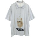 古着 フリークスストア FREAK'S STORE プリント 半袖 ハーフジップ ポロシャツ L グレー系 刺繍 メンズ 【中古】(4)