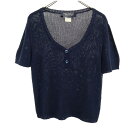古着 MAX MARA WEEK END LINE マックスマーラウィークエンドライン イタリア製 半袖 セーター L ネイビー ニット レディース 【中古】 ...