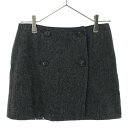 古着 FRED PERRY フレッドペリー ウールブレンド ロゴ刺繍 ミニ丈 リバーシブル ラップスカート S グレー系 巻きスカート レディース 【中古】 【PD】