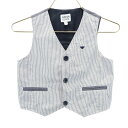 古着 ARMANI JUNIOR アルマーニジュニア ストライプ柄 ジレベスト 4A ホワイト 他 キッズ 【中古】 【PD】