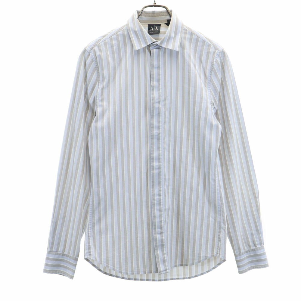 Rakuten - 古着 ARMANI EXCHANGE アルマーニエクスチェンジ ストライプ柄 長袖 シャツ XS ブルー系 メンズ 【中古】 【PD】