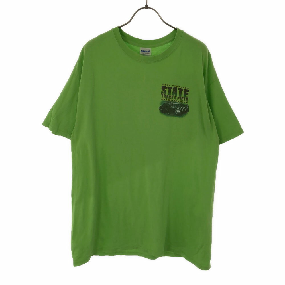 古着 ギルダン GILDAN プリント 半袖 バックプリント Tシャツ L グリーン系 メンズ 【中古】