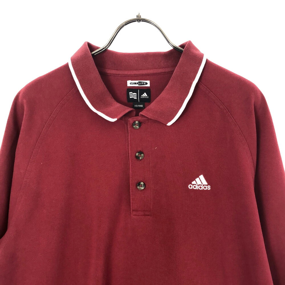 古着 adidas アディダス ゴルフ 半袖 ポロシャツ XO レッド 鹿の子地 ビッグサイズ...