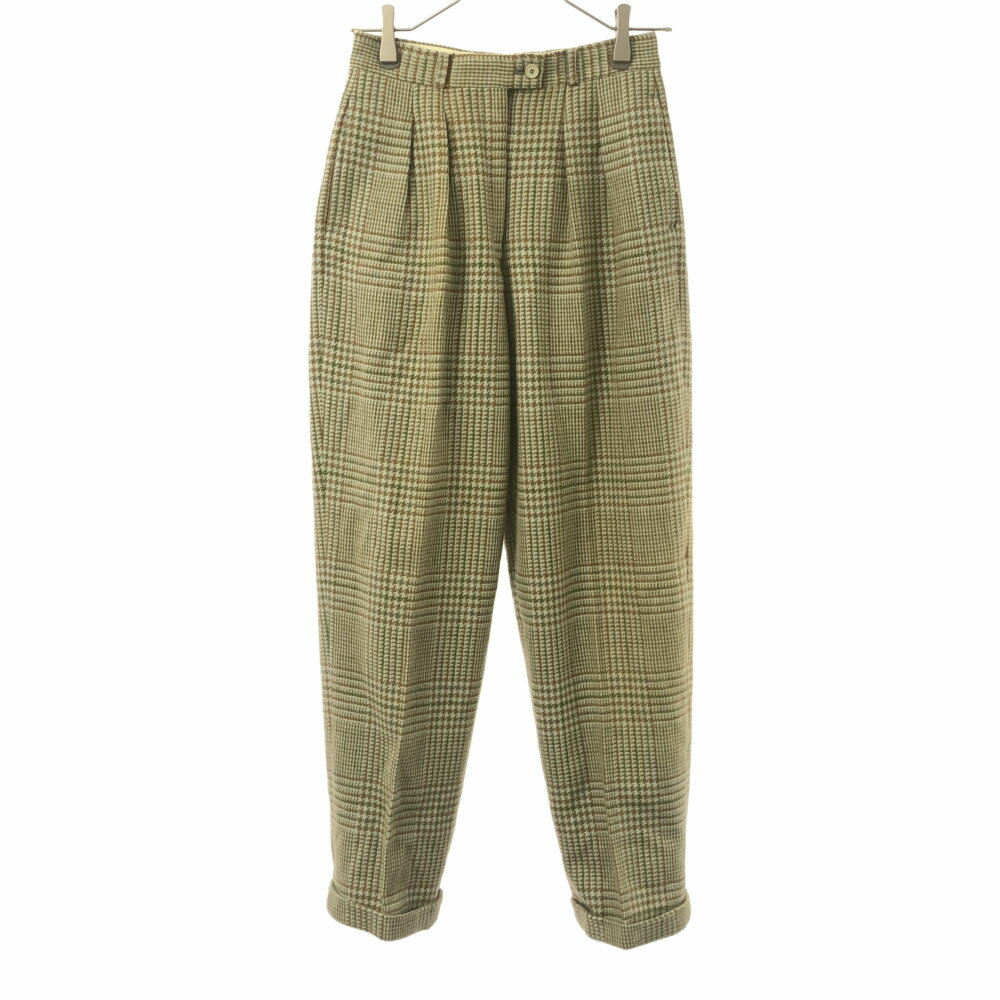 乐天商城 - 古着 Ray Beams レイビームス 千鳥格子 ツータック ロングパンツ 2 グリーン×ベージュ レディース 【中古】