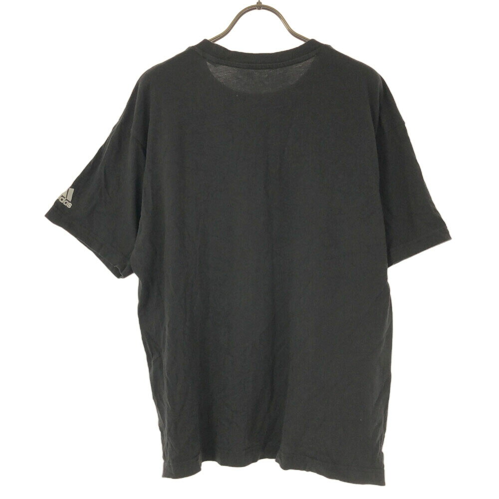 古着 adidas アディダス ビッグロゴプリント 半袖 Tシャツ M ブラック レディース 【中古】