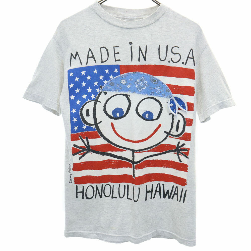 Rakuten - 古着 Danny First 90s USA製 オールド プリント 半袖 Tシャツ S グレー系 メンズ 【中古】 【PD】