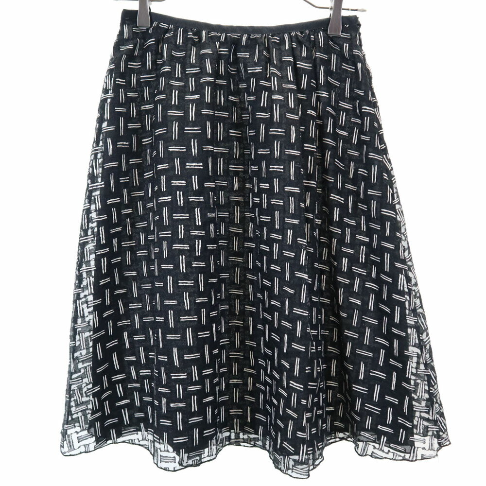 古着 ARMANI COLLEZIONI アルマーニコレッツォーニ イタリア製 ミディ丈 フレアスカート 38 ブラック レディース 【中古】