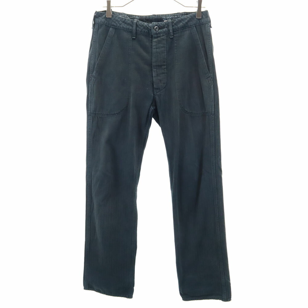 古着 COOTIE クーティー ヘリンボーン ボタンフライ ロングパンツ w30 ブラック系 メンズ 【中古】