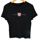 【ss70】【メール便●ネコポス可能】RALPH LAUREN ラルフローレン インパクト21社製半袖ロゴプリントTシャツ L 黒×白×ワイン×紫 !／古着【中古】【1507】【レディース】 P20Feb16