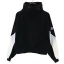 古着 Reebok リーボック ロゴプリント 長袖 カバーアップ ハイネック トレーニングウェア M ブラック系 ヨガ スウェット切替 ナイロン レディース 【中古】(4)