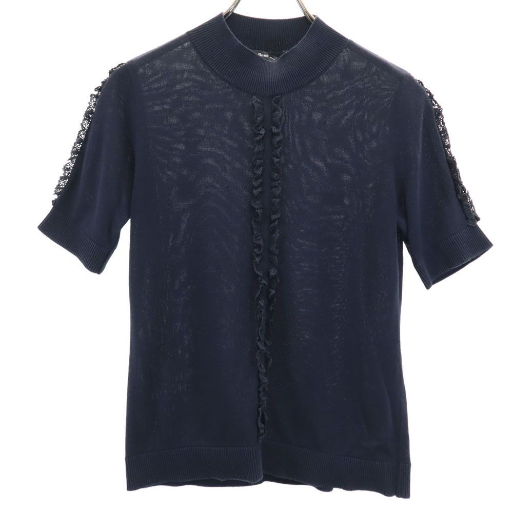 乐天商城 - 古着 Rene basic ルネベーシック 日本製 半袖 セーター 36 ネイビー ニット レディース 【中古】 【PD】
