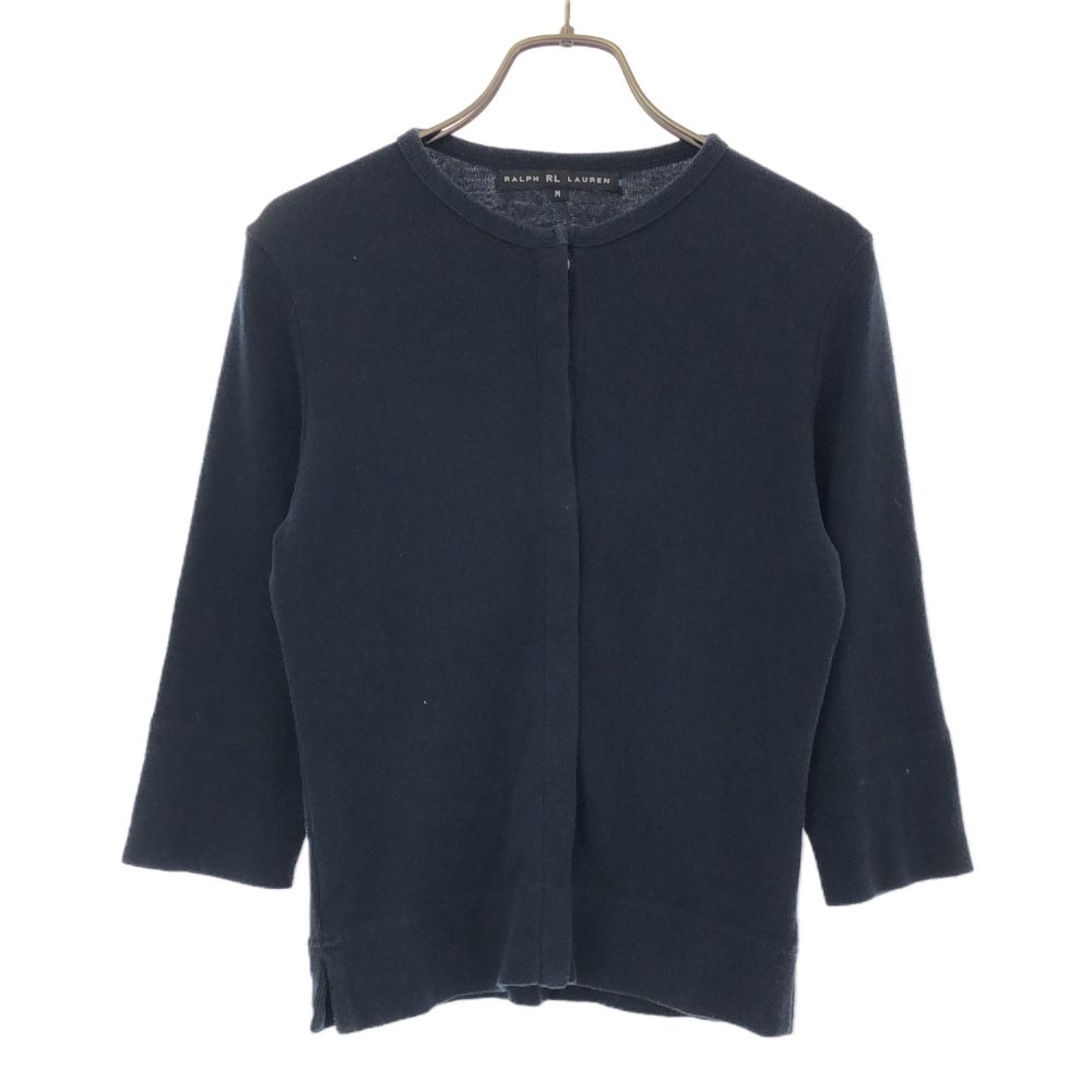 古着 RALPH LAUREN ラルフローレン 7分袖 カーディガン M ネイビー カットソー 日本製 レディース 【中古】