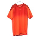 古着 アディダス adidas 切替 トレーニング 半袖 ウェア L レッド Tシャツ スポーツ ロゴプリント メンズ 【中古】
