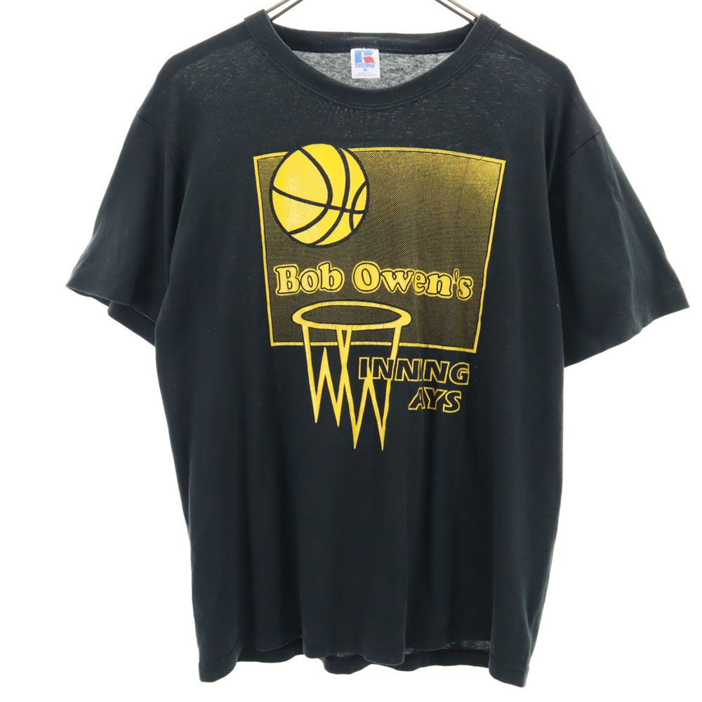 樂天商城 - 古着 RUSSELL ATHLETIC ラッセルアスレチック 90s USA製 オールド プリント 半袖 Tシャツ M ブラック系 メンズ 【中古】