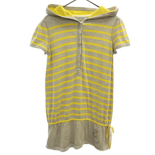ラルフローレン ボーダー柄 半袖 チュニック M グレー×イエロー RALPH LAUREN MFG. フード付き レディース 【中古】 【230723】 ラルフローレン ボーダー柄 半袖 チュニック M グレー×イエロー RALPH LAUREN MFG. フード付き レディース 【中古】 【230723】