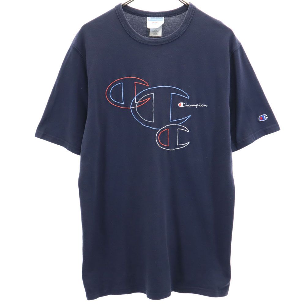 乐天商城 - 古着 Champion チャンピオン 半袖 Tシャツ L ネイビー メンズ 【中古】