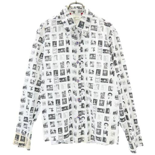 マークゴンザレス 総柄 長袖 シャツ M 白系 Mark Gonzales メンズ 【中古】 【230421】 マークゴンザレス 総柄 長袖 シャツ M 白系 Mark Gonzales メンズ 【中古】 【230421】