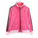 古着 PUMA プーマ バックロゴ トレーニング 長袖 ナイロンジャケット M ピンク系 裏トリコット フロントジップ レディース 【中古】 【PD】(4)