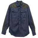 古着 G-STAR RAW ジースターロウ ワッペン 長袖 デニムシャツ S ネイビー ロゴ メンズ 【中古】(4)