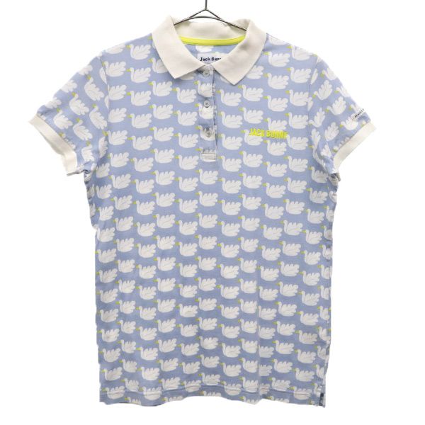 ジャックバニー 半袖 ポロシャツ 総柄 ゴルフウェア 1 ブルー Jack Bunny!! パーリーゲイツ レディース..