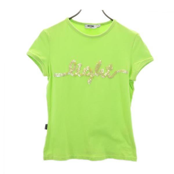 古着 MOSCHINO モスキーノ 半袖 Tシャツ USA8 グリーン系 スパンコール レディース 【中古】