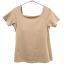 エミ ロゴプリント ヨガ 半袖トップス 1 ベージュ emmi yoga カットソー スポーツ レディース 【中古】 【230822】