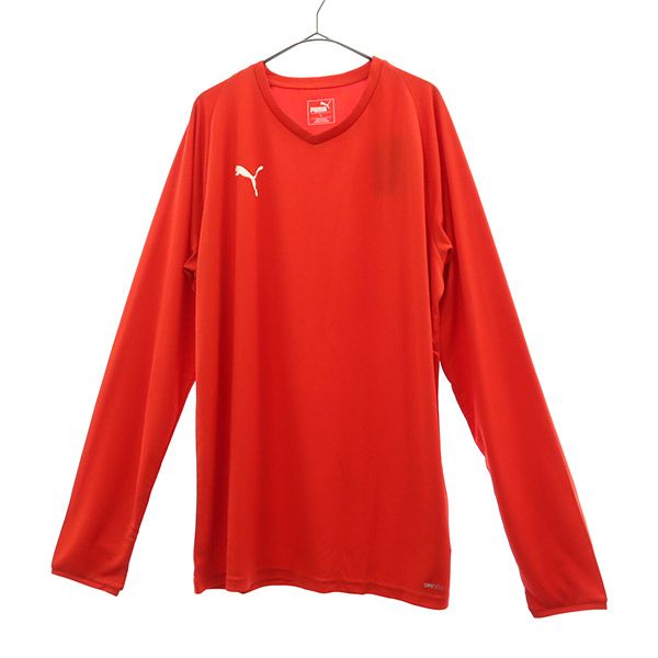 未使用 プーマ ロゴプリント トレーニング 長袖 ウェア XL レッド PUMA Tシャツ スポーツ メンズ   メール便可 