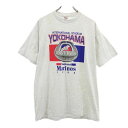 ジャージーズ 90s USA製 横浜マリノス プリント 半袖 Tシャツ L グレー系 JERZEES メンズ 【中古】 【230519】 メール便可