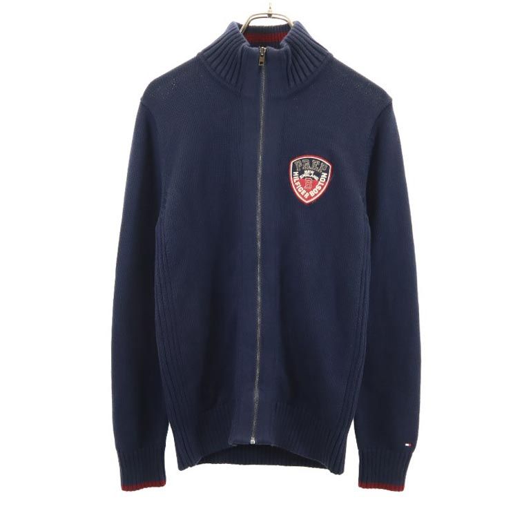 トミーヒルフィガー 長袖 コットン ニットジャケット M ネイビー系 TOMMY HILFIGER メンズ 【中古】 【240101】 【PD】