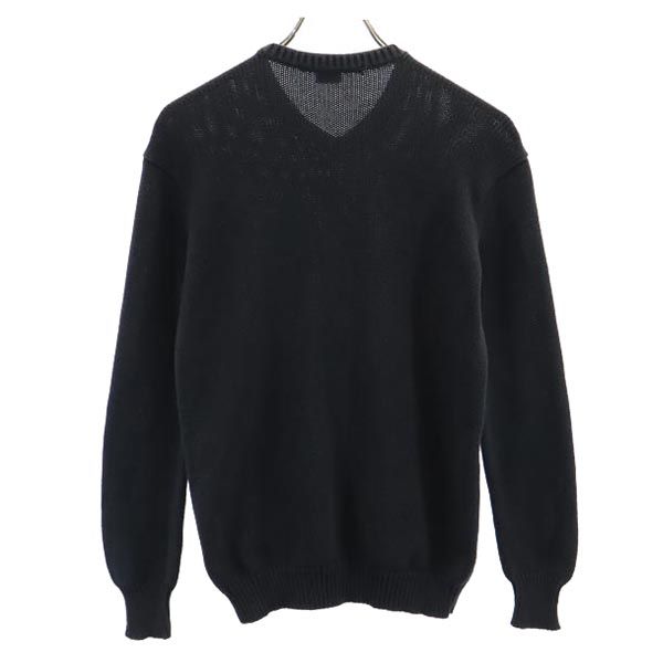 古着 RALPH LAUREN ラルフローレン ゴルフ 長袖 Vネック コットンニット セーター XS ブラック メンズ 【中古】