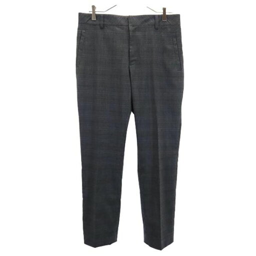 古着 LANVIN ランバン 日本製 ウールブレンド チェック柄 スラックスパンツ 48 グレー メンズ 【中古】 古着 LANVIN ランバン 日本製 ウールブレンド チェック柄 スラックスパンツ 48 グレー メンズ 【中古】