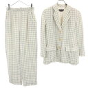 古着 GIORGIO ARMANI ジョルジオアルマーニ 80s 90s オールド イタリア製 チェック パンツスーツ 上下 セットアップ 40 グレー系 レデ...