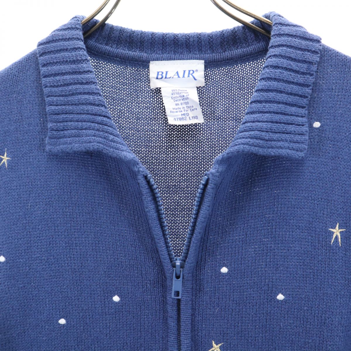 古着 ブレアー BLAIR 雪だるま ニットベスト M ブルー レディース 【中古】