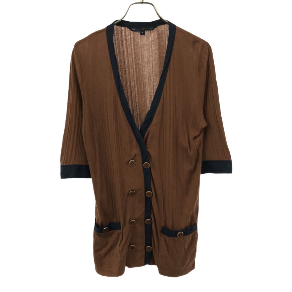 古着 MARC BY MARC JACOBS マークバイマークジェイコブス 5分袖 ダブルボタン カーディガン S ブラウン×ネイビー レディース 【中古】