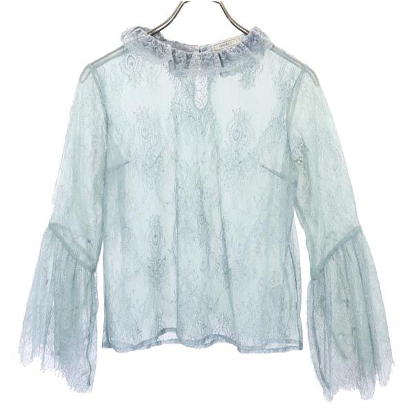 古着 titty&co ティティーアンドコー 長袖 総レース カットソー F ブルー系 バックボタン レディース 【中古】