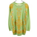 古着 ESCADA エスカーダ 総柄 長袖 ニット 36 グリーン系 セーター メンズ 【中古】(4)